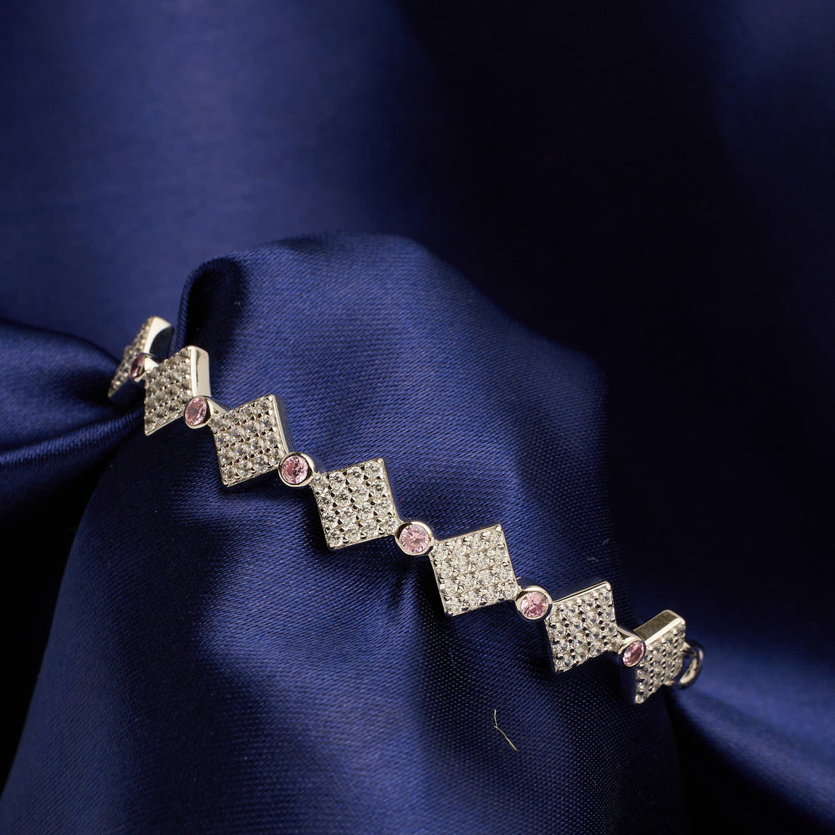 Silver Chunky Pave Bracelet For Her