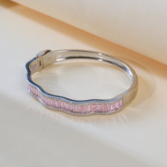 Pink Halo Wavy Solid Bracelet For Her