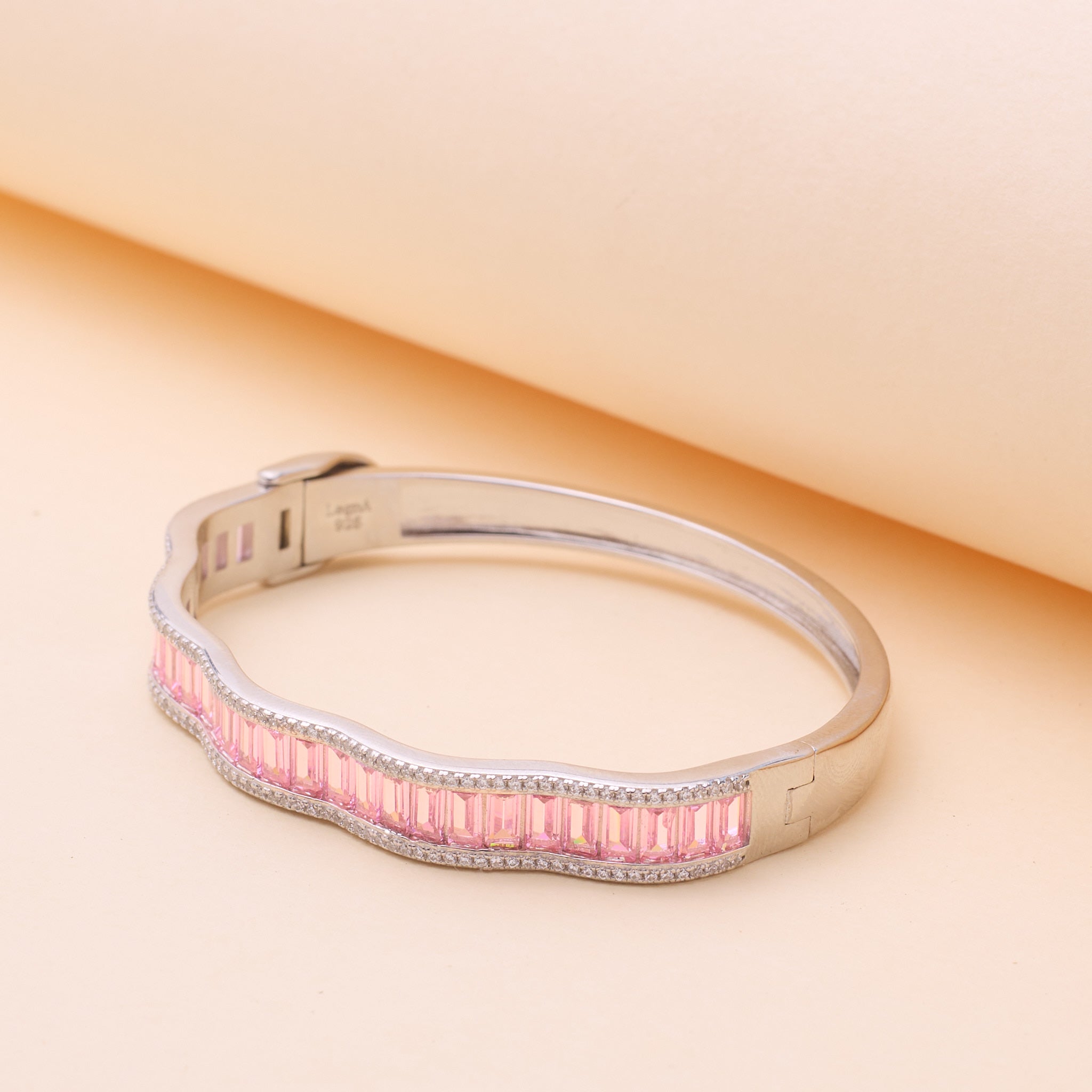 Pink Halo Wavy Solid Bracelet For Her