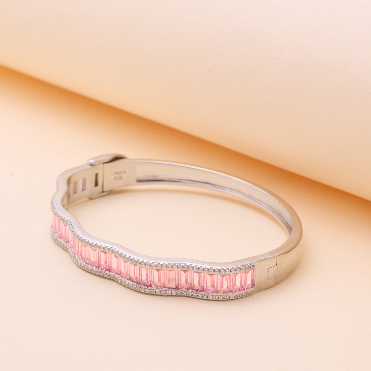 Pink Halo Wavy Solid Bracelet For Her