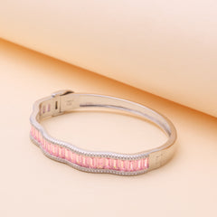 Pink Halo Wavy Solid Bracelet For Her