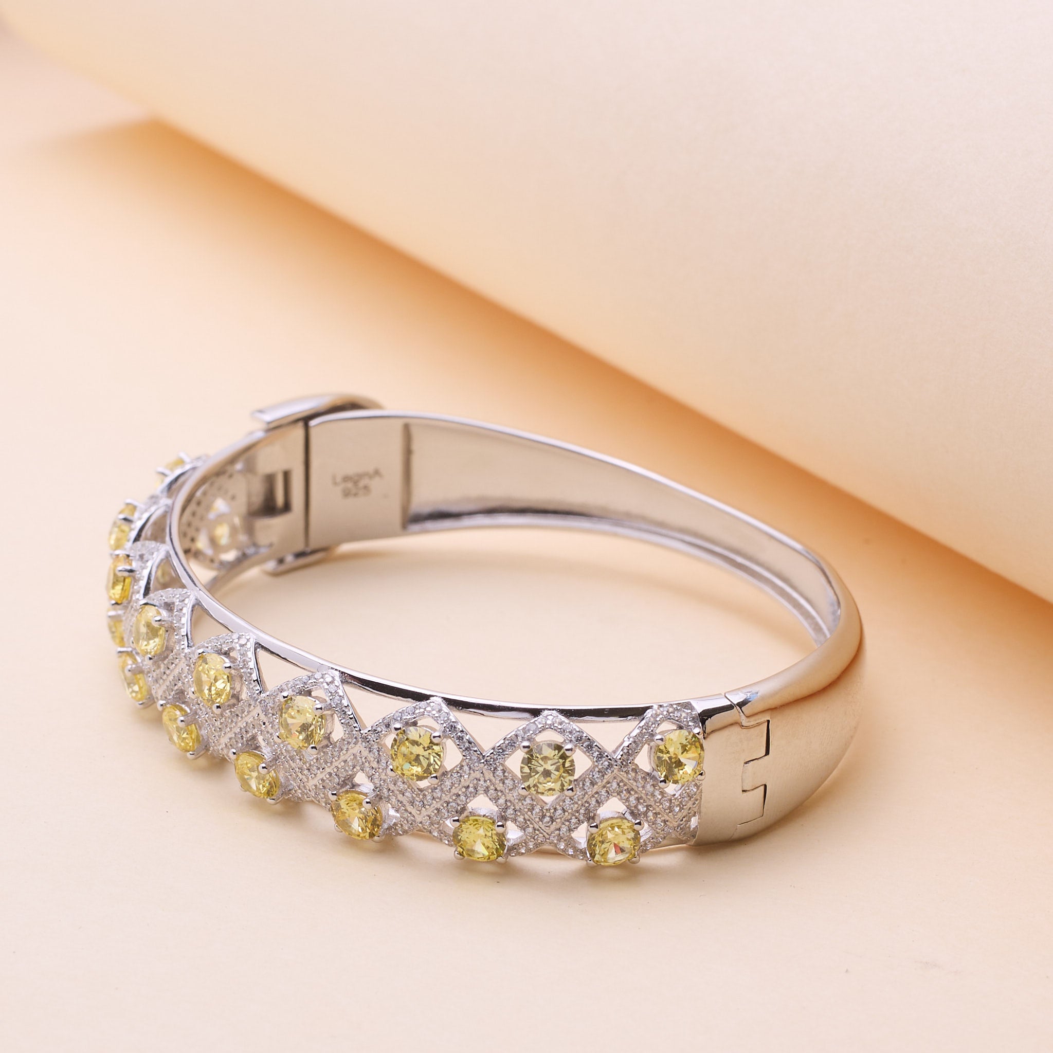 Silver Lattice Yellow Bracelet For Her