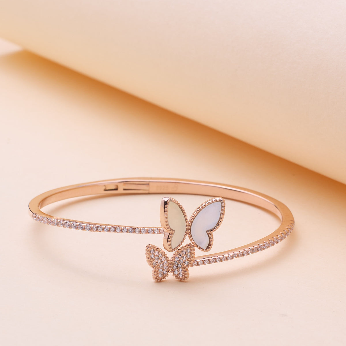 Rose Gold Open Cuff Butterfly Bracelet