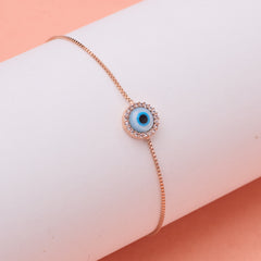Rose Gold Elegant Evil Eye Sterling Bracelet For Her