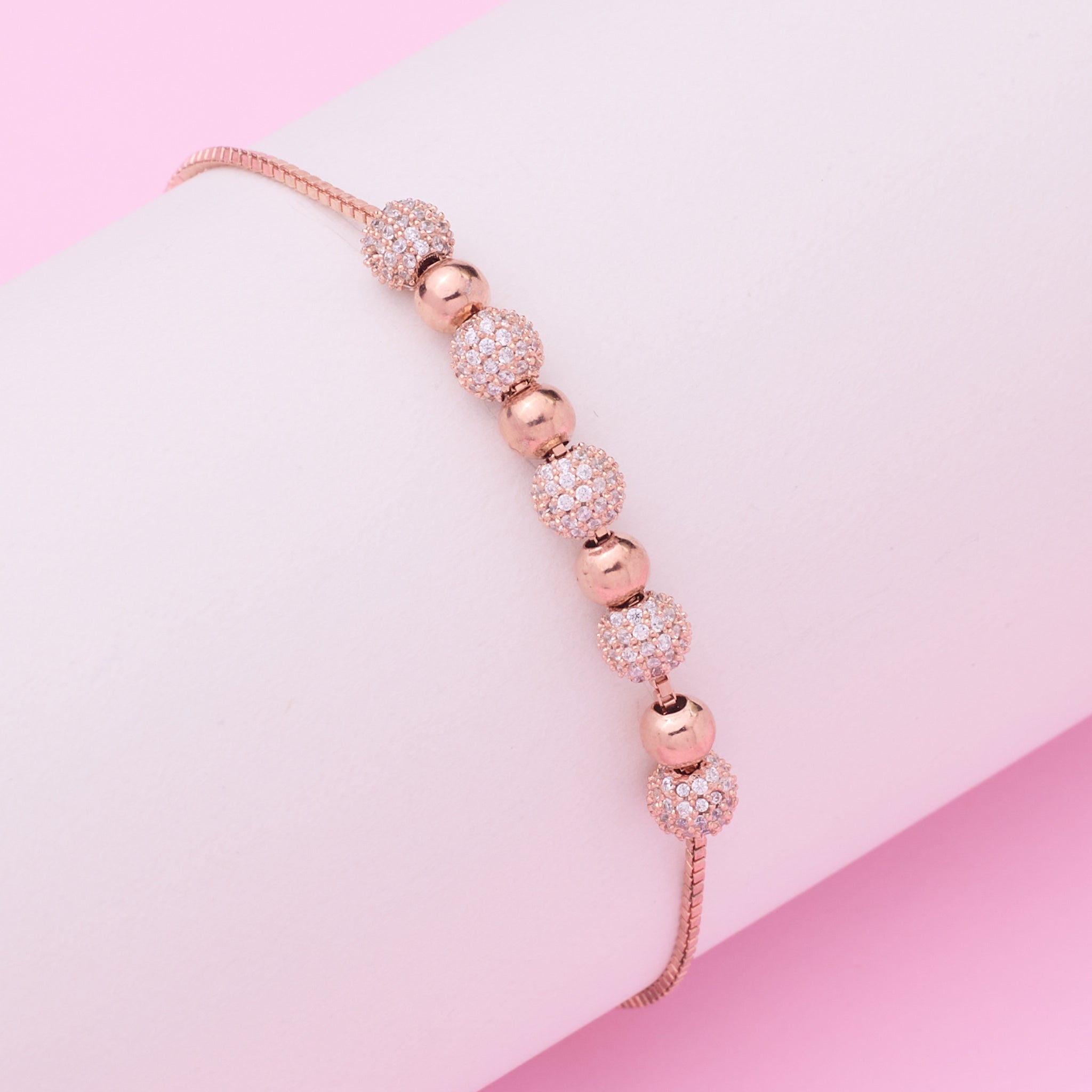 Rose gold Dazzling Beaded Bracelet with Disco balls