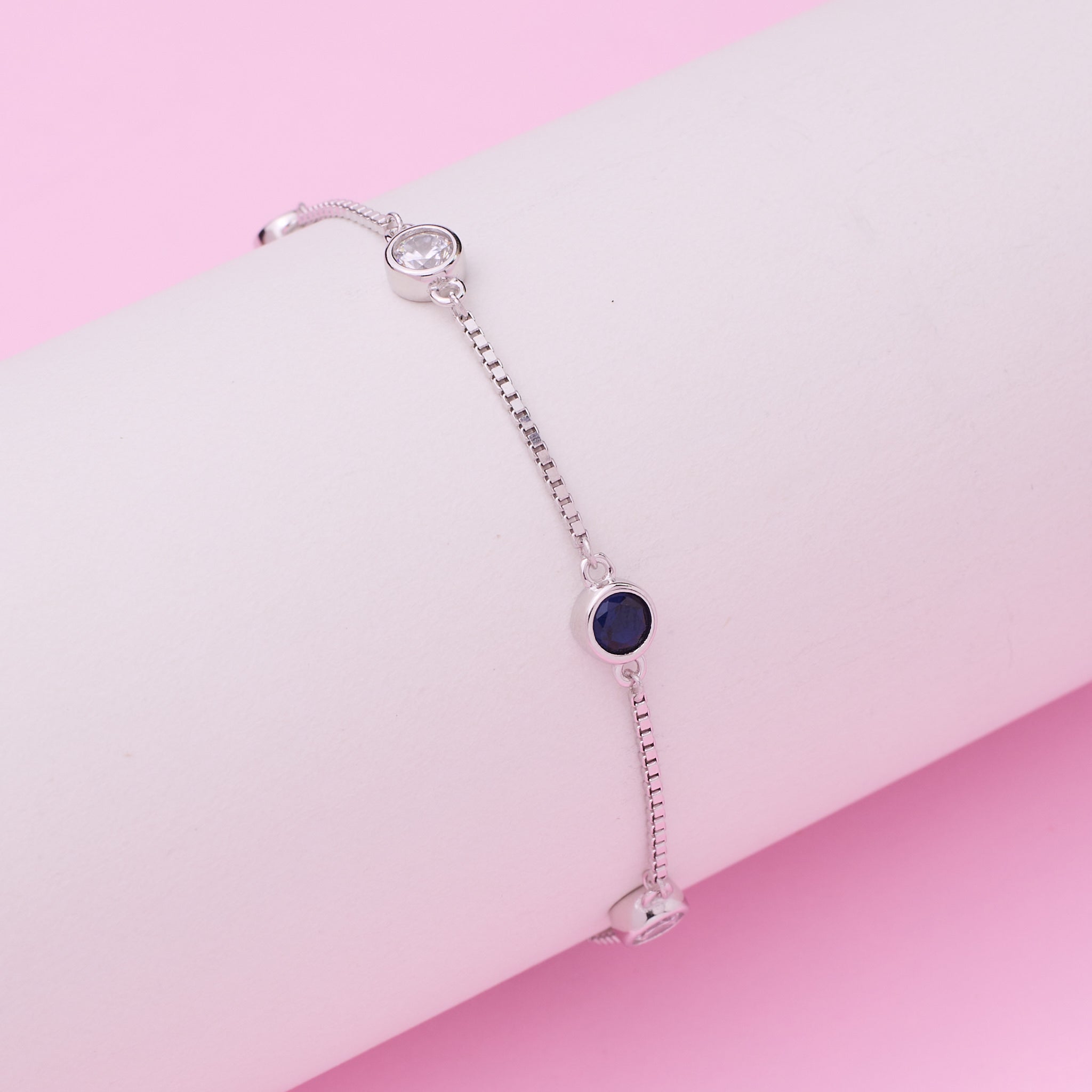 Silver Classic Blue and White Girlish Chain bracelet
