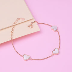 Rose gold Premium Mother of Pearl Heart Chain bracelet for her