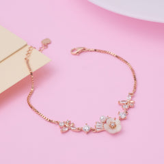 Rose gold Cute Whimsical Flower and Butterfly Bracelet for her