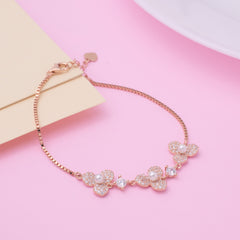 Silver Rose gold stylish Pearl Floral Chain Bracelet for her