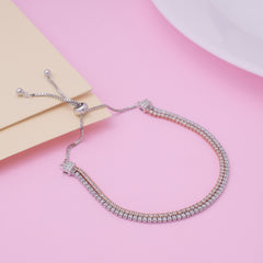Silver Dual-Tone Pave Slider Bracelet For Her