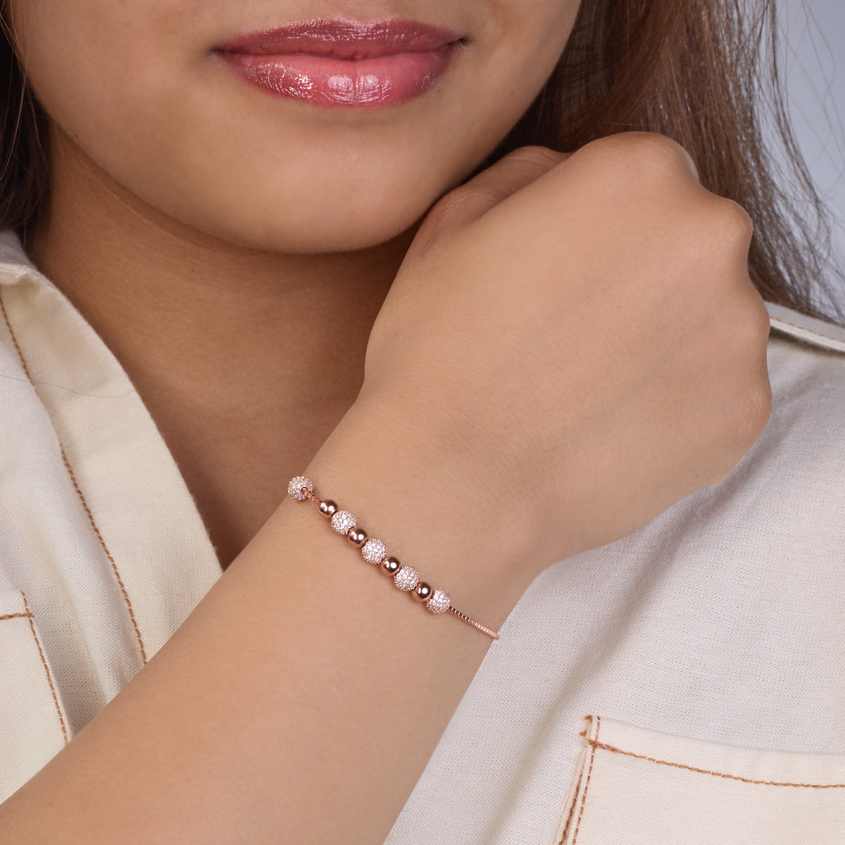 Rose gold Dazzling Beaded Bracelet with Disco balls