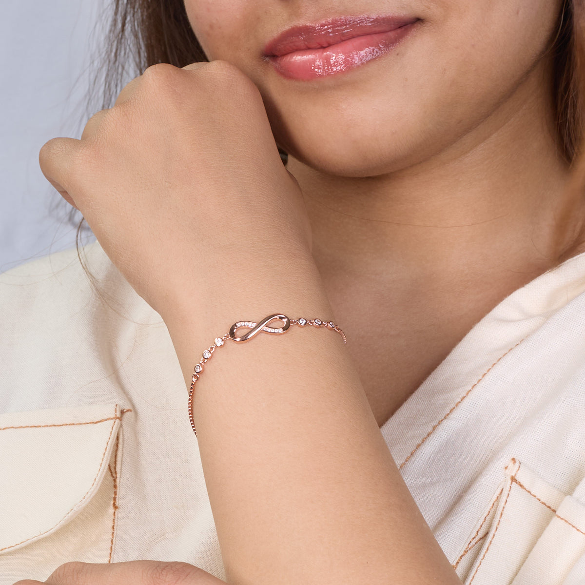 Silver Rose gold Infinity Fancy Chain Bracelet For her