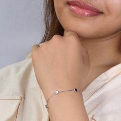 Silver Classic Blue and White Girlish Chain bracelet