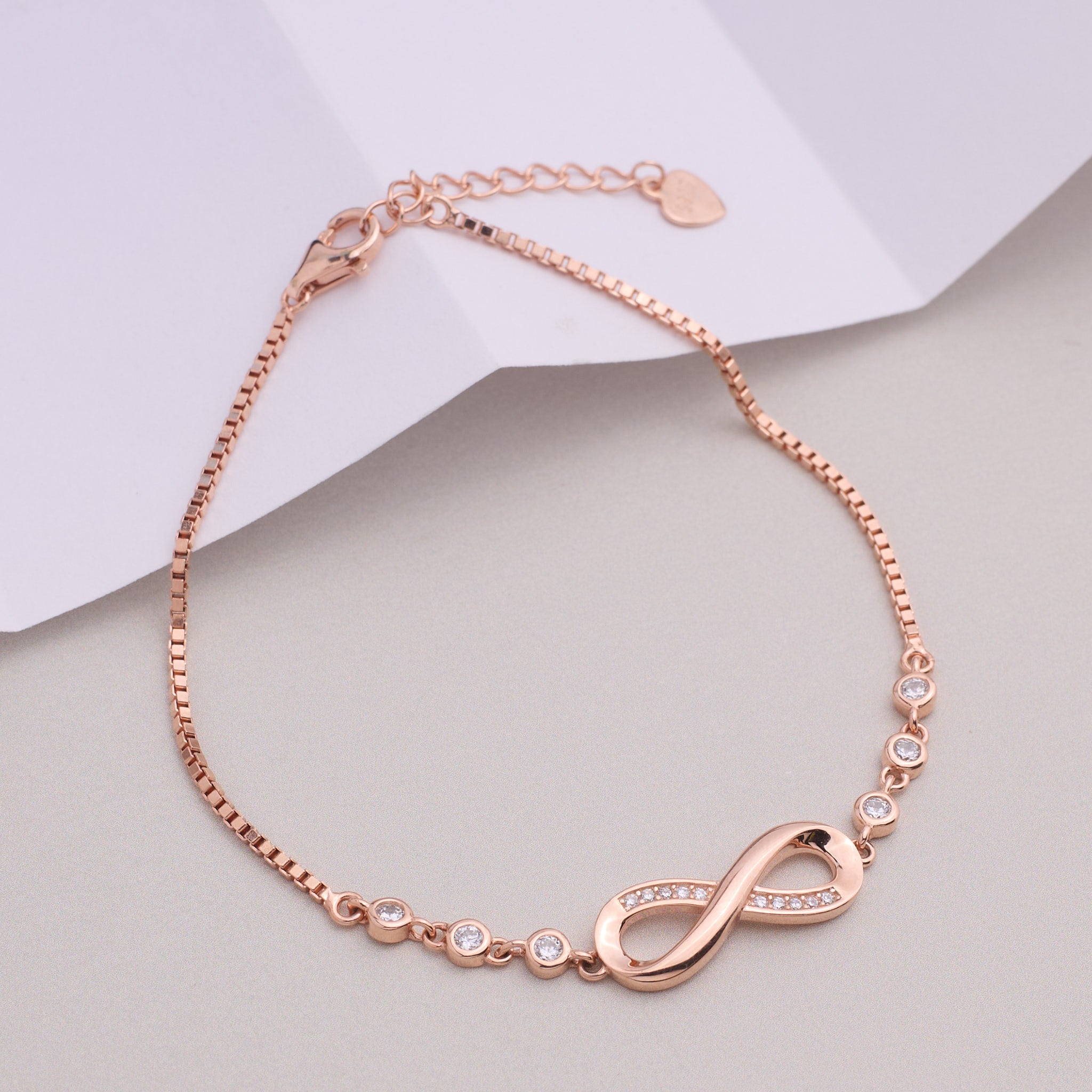 Silver Rose gold Infinity Fancy Chain Bracelet For her