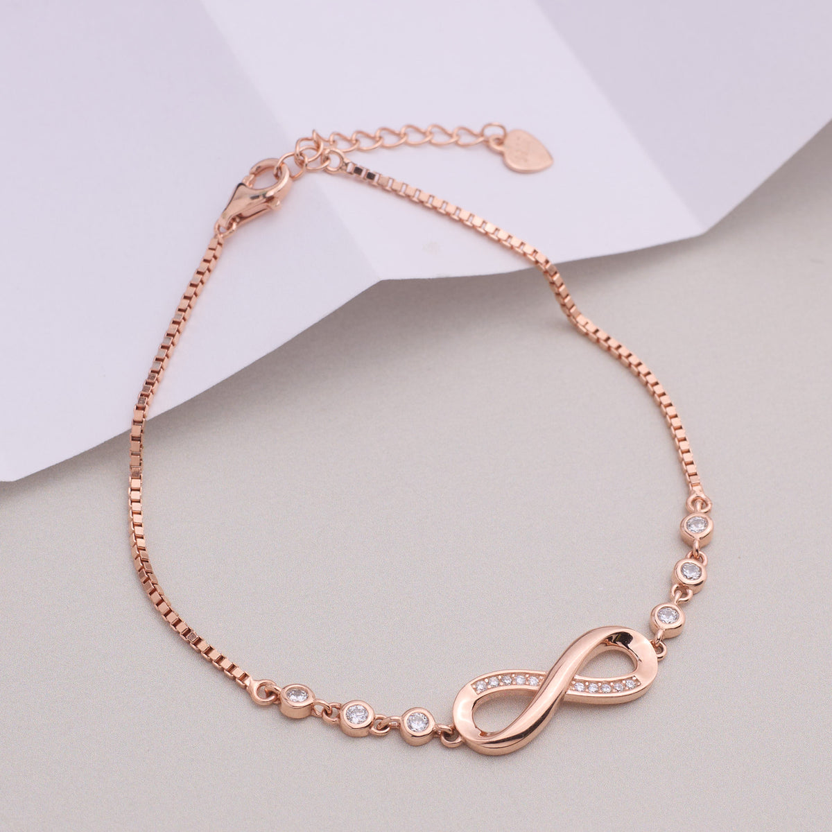 Silver Rose gold Infinity Fancy Chain Bracelet For her