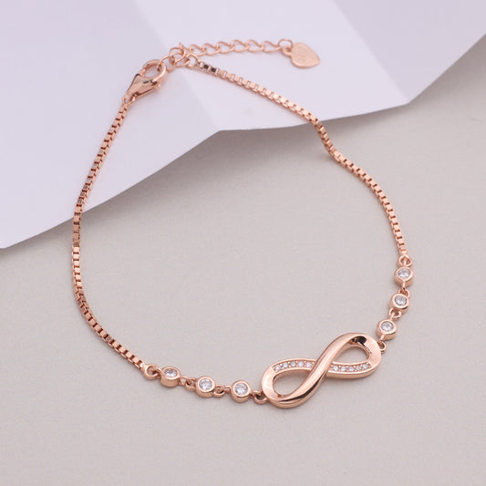 Silver Rose gold Infinity Fancy Chain Bracelet For her