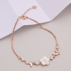 Rose gold Mother of Pearl Butterfly chain bracelet