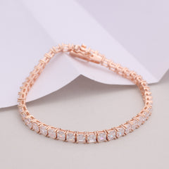 Princess Cut Rose Gold Tennis Bracelet