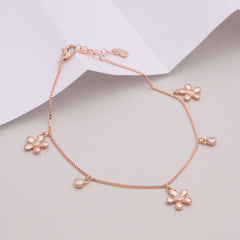 Rose gold Delicate Flower Charm Bracelet For her