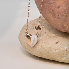 Rose Gold Royal Heart & Crown Pendant