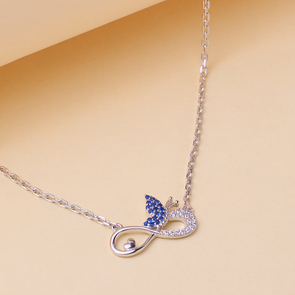 Silver necklace with butterfly pendant for women
