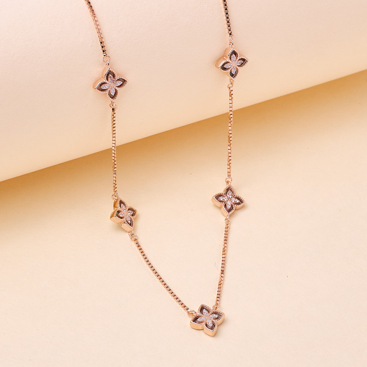 925 Silver Reversible  Rose gold clover leaf necklace