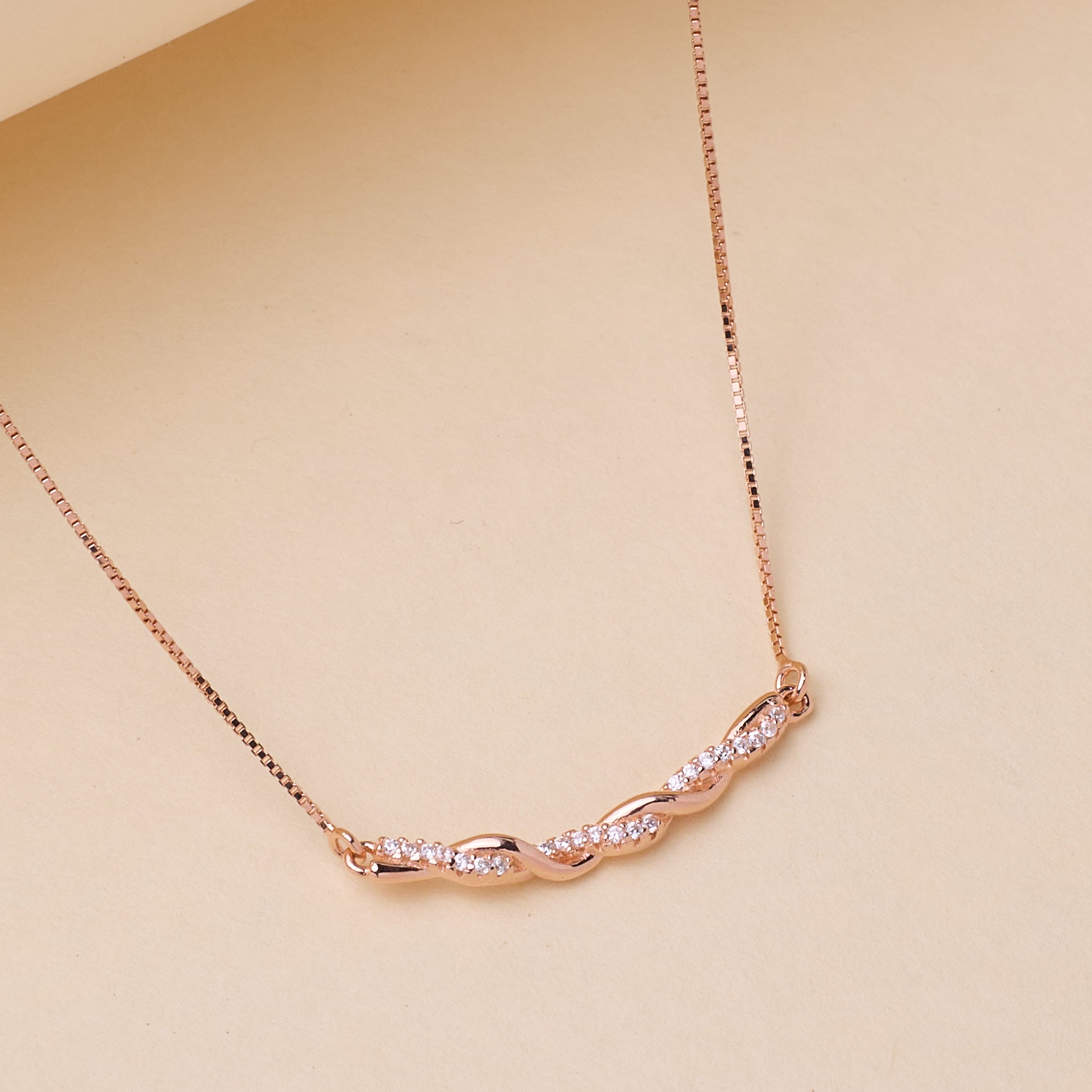 Rose Gold Twisted Zircons Pendant