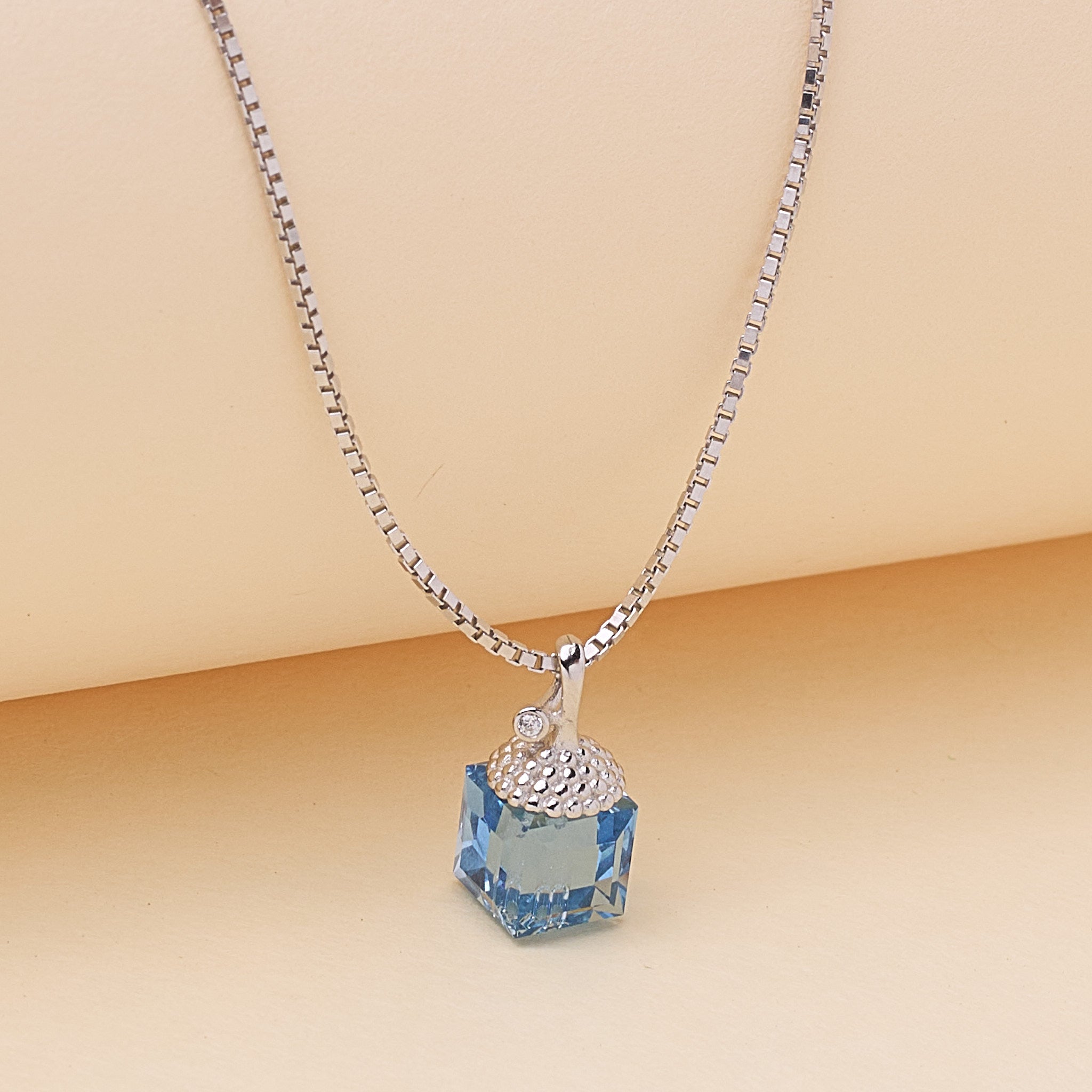 Silver Blue Lantern Crystal Pendant