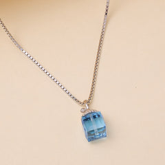Silver Blue Lantern Crystal Pendant