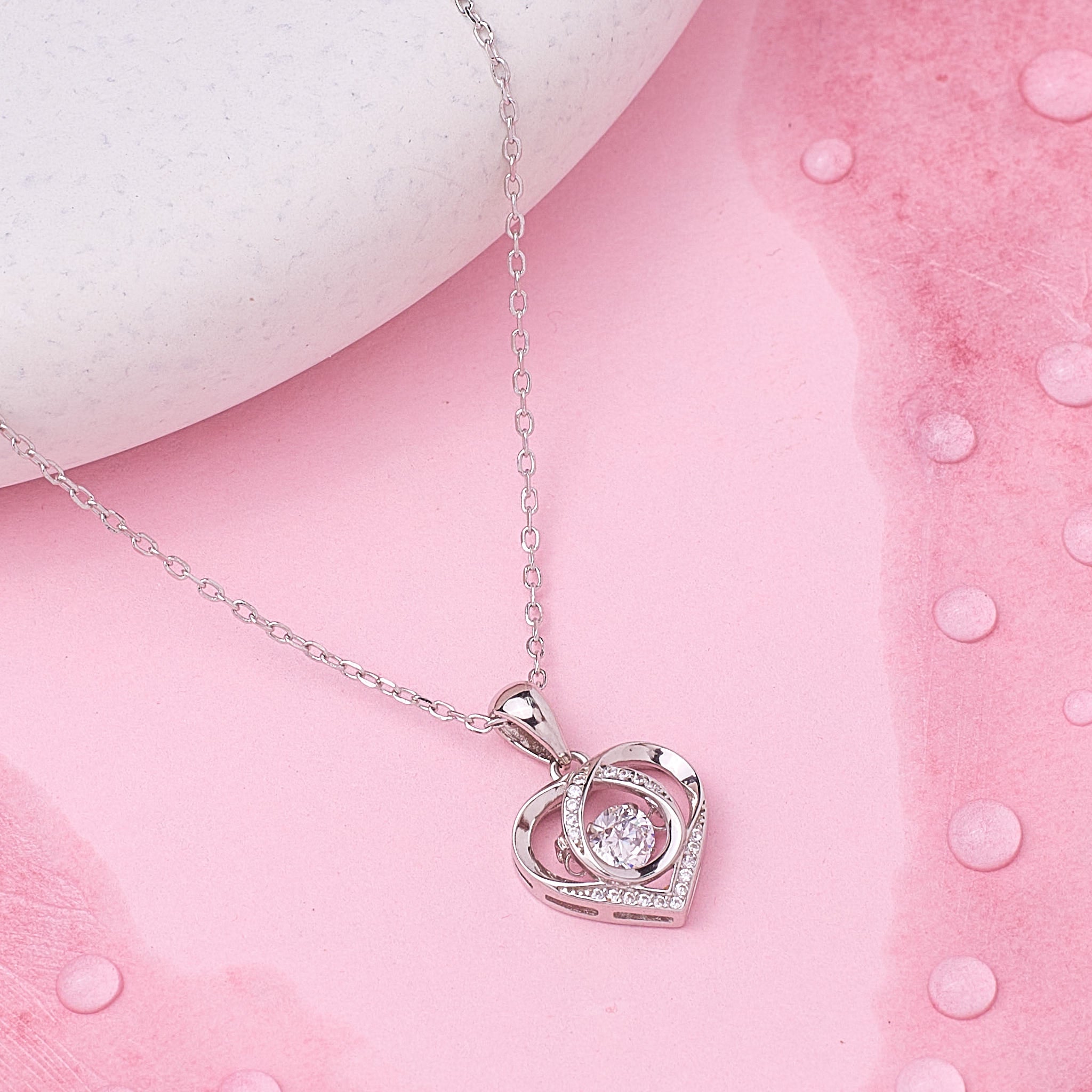 Silver Forever Love Dancing Heart Pendant