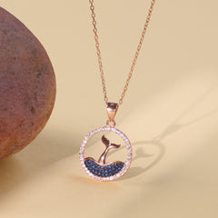 Rose Gold Coastal Whale Tail Pendant