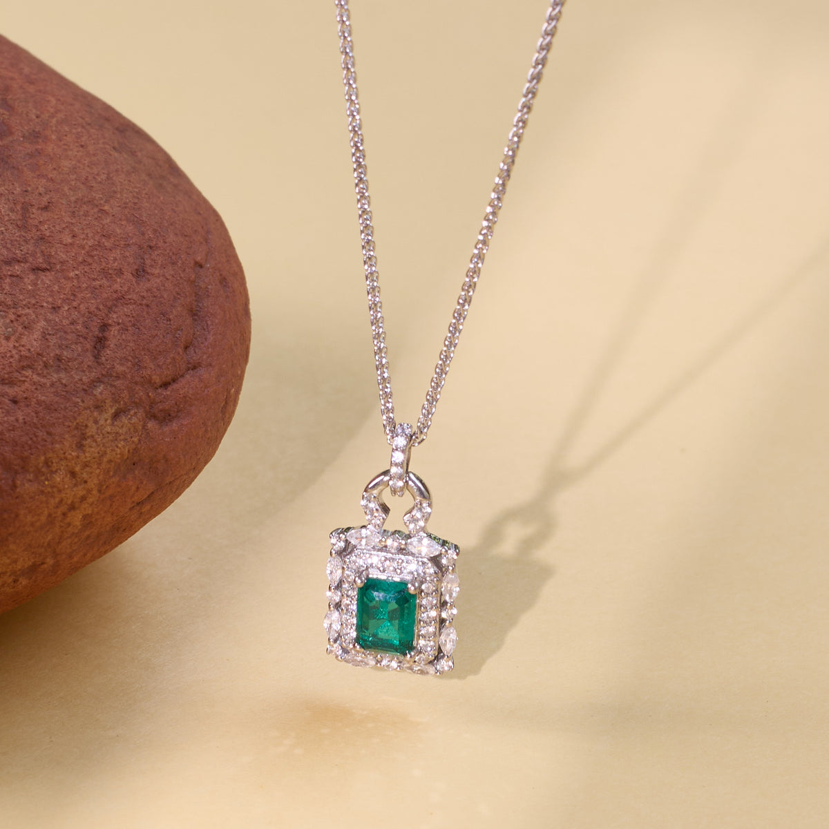 Silver Fiery Halo Green Pendant