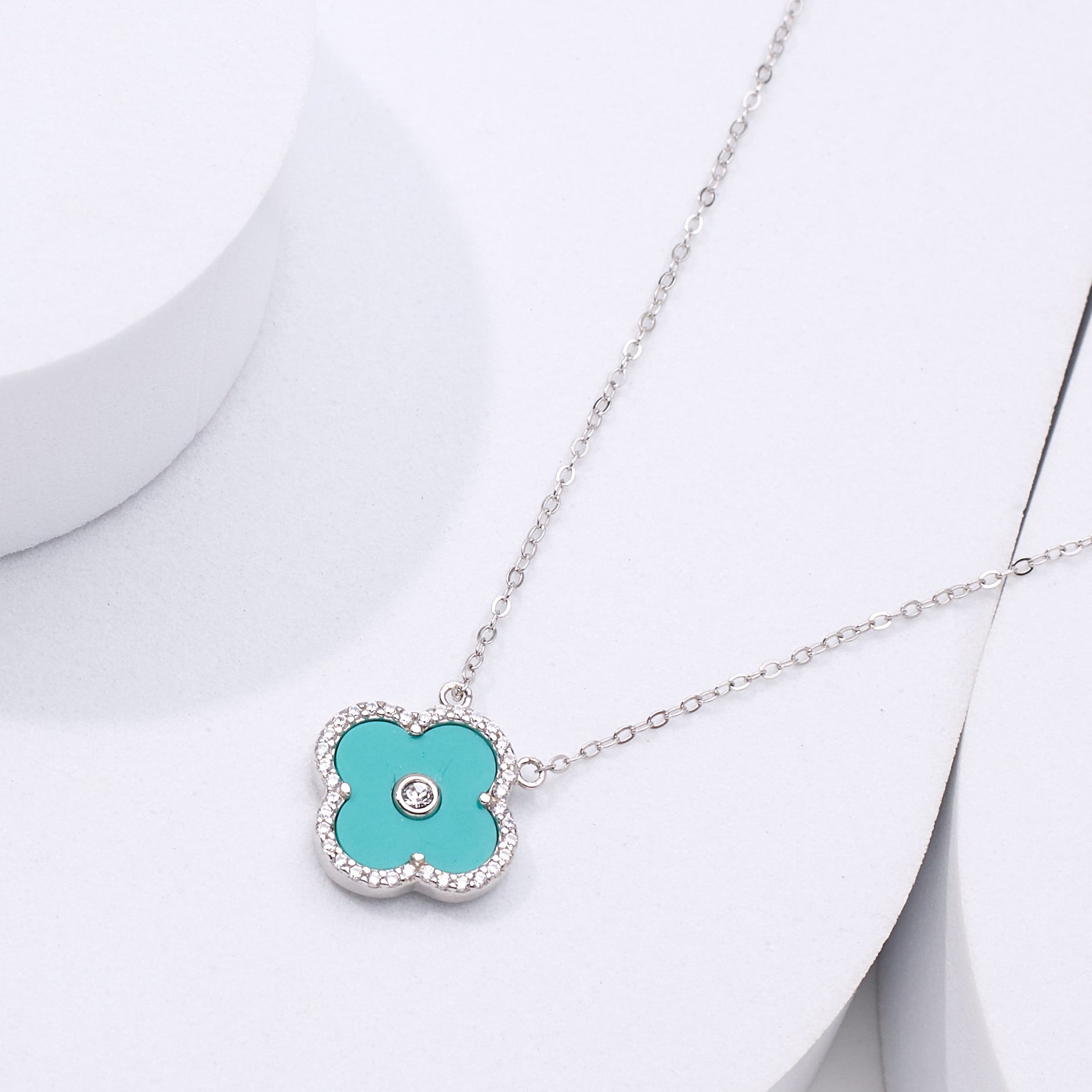 Silver Turquoise Clover Pendant – Silzze