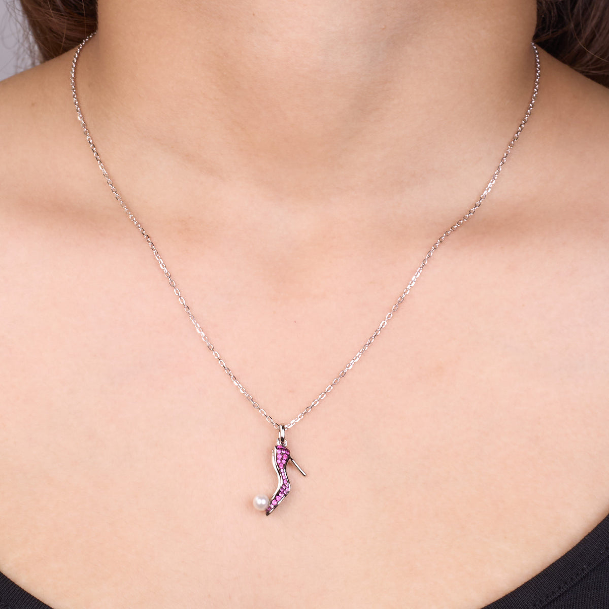 Silver High Heel Shoe Pendant For Her