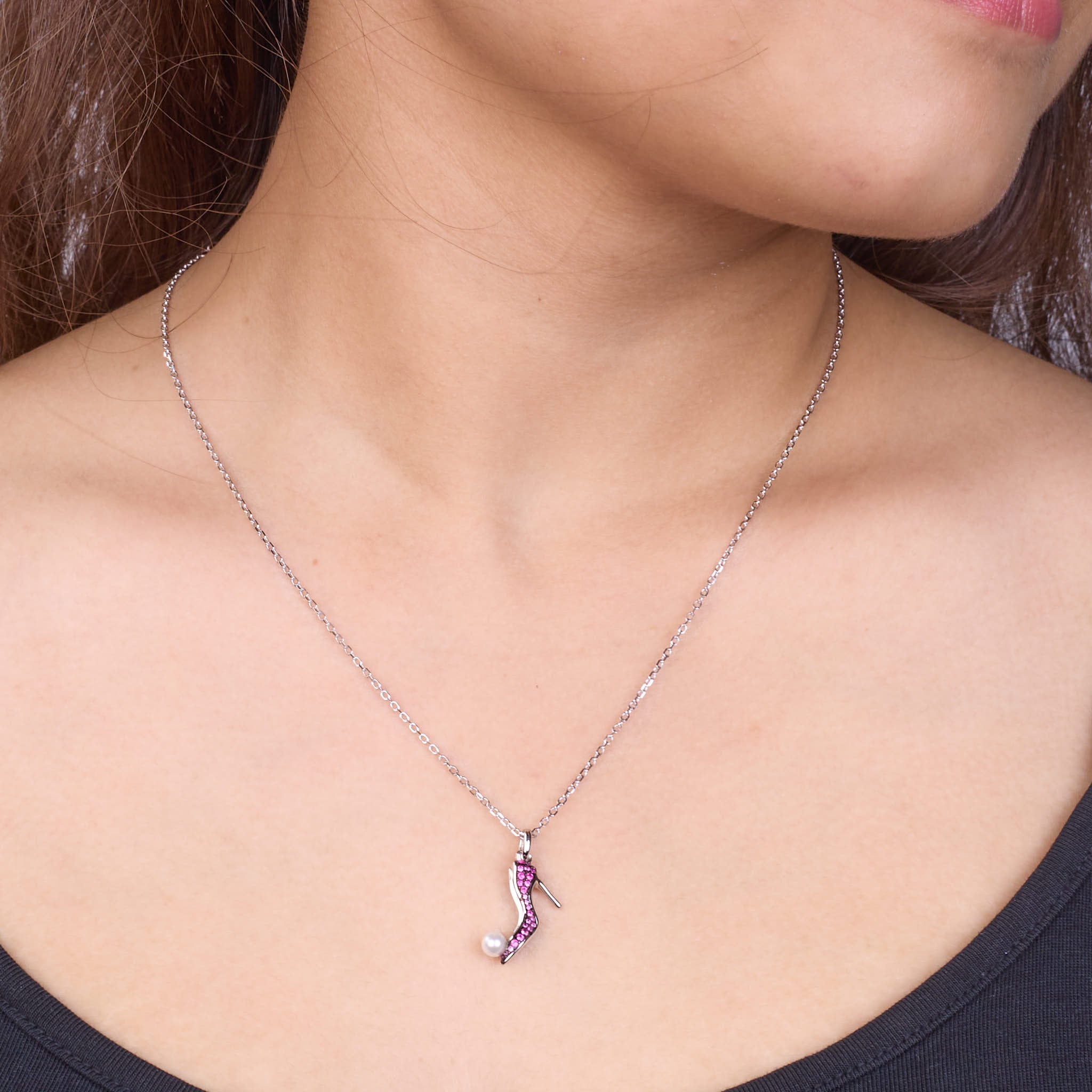 Silver High Heel Shoe Pendant For Her