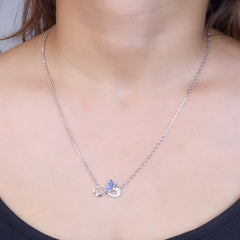 Silver Blue love Infinity Butterfly Pendant Necklace