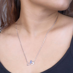 Silver necklace with a blue pendant for women