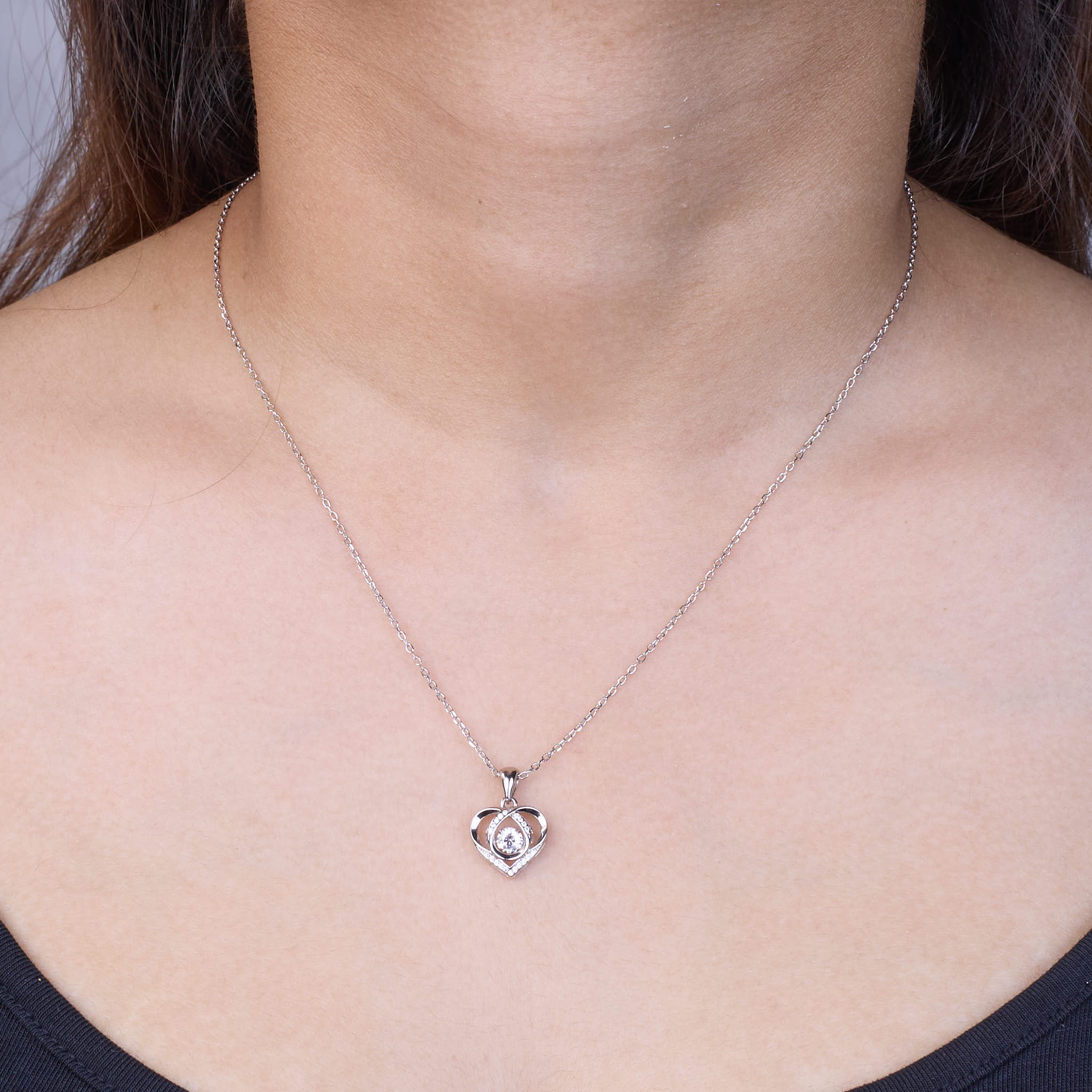 Silver Forever Love Dancing Heart Pendant