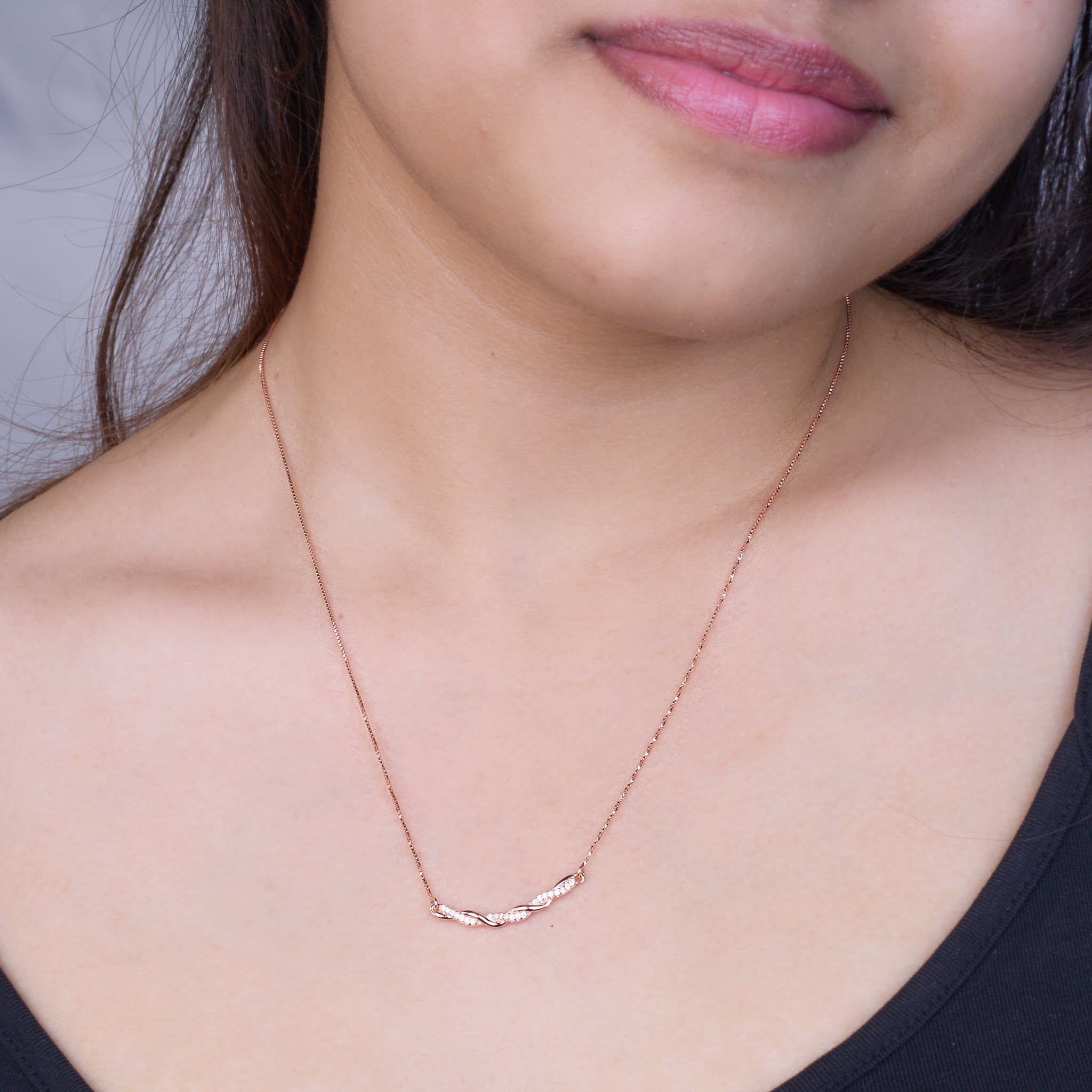 Rose Gold Twisted Zircons Pendant
