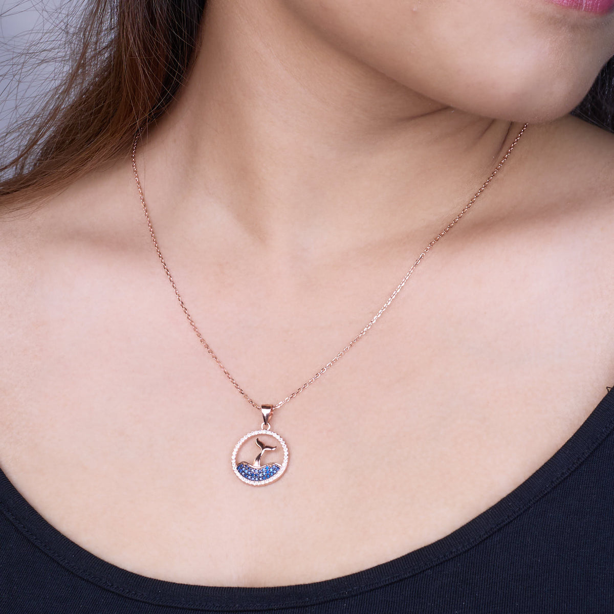 Rose Gold Coastal Whale Tail Pendant
