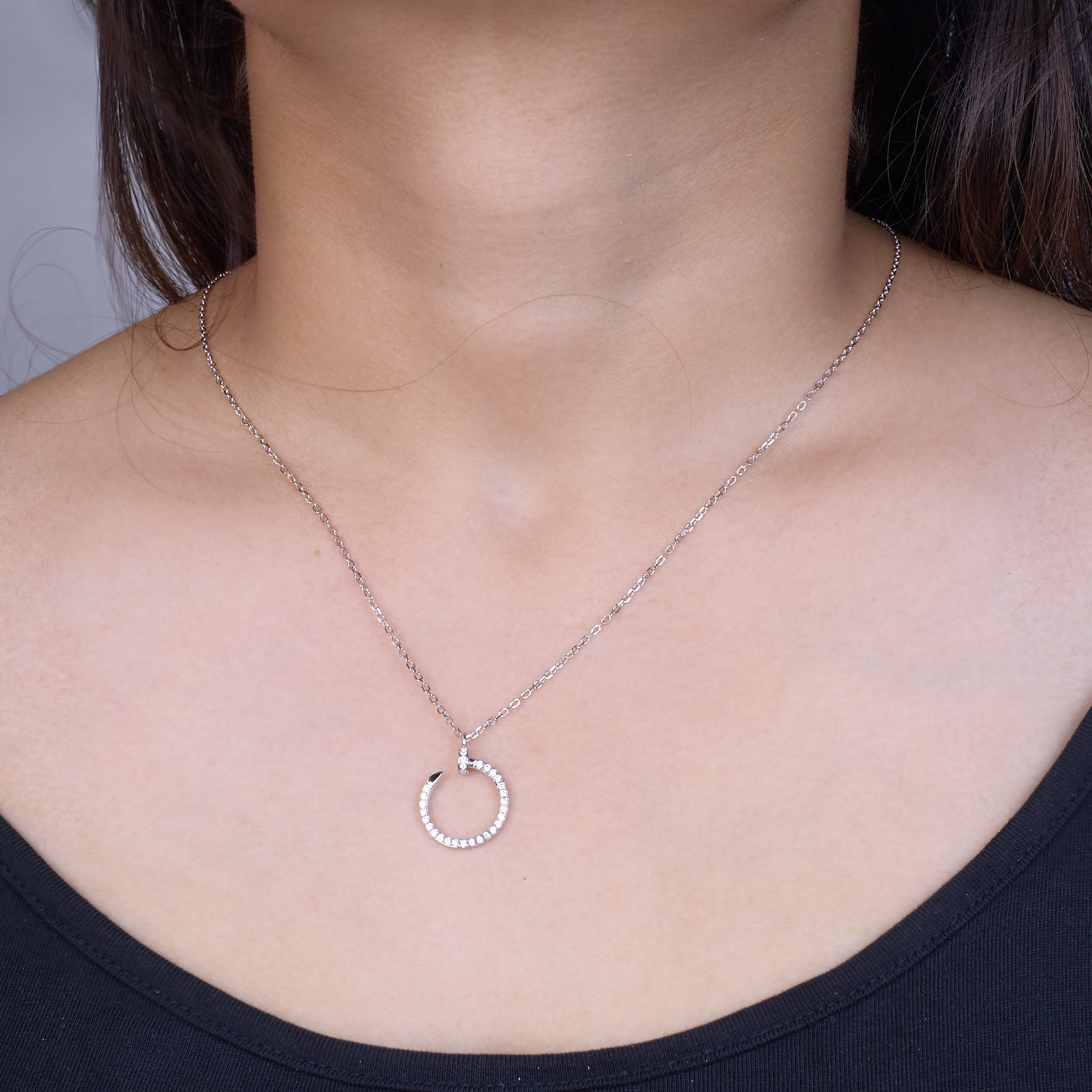 Silver Nail Hook Chain pendant For her