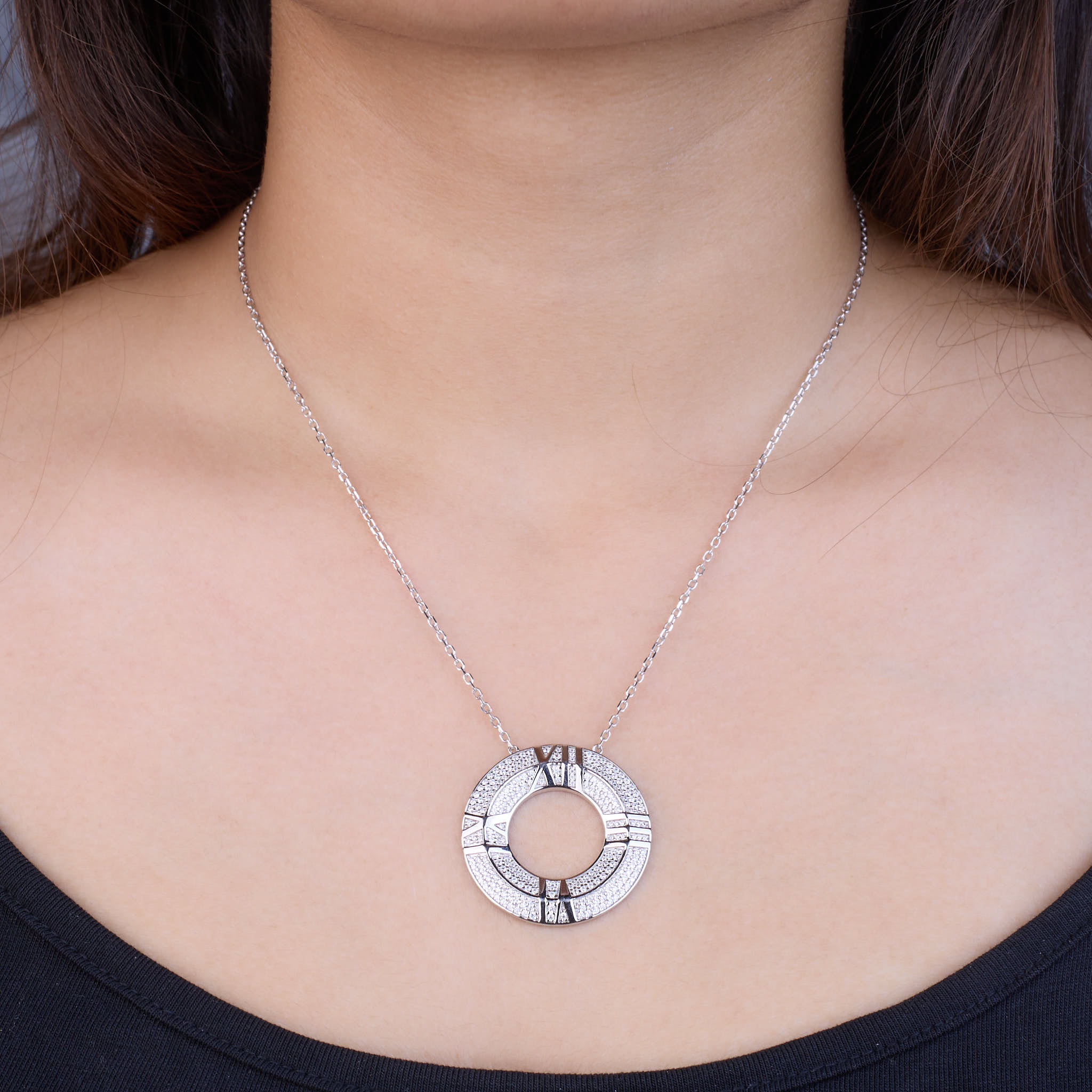 Silver Roman Numeral Rink Pendant