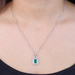 Silver Fiery Halo Green Pendant