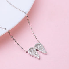 Pure 925 silver Necklace with angel wing pendants 