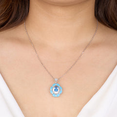 Silver Santorini sunset Turquoise Blue Luminous Pendant