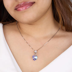 Silver Intertwined Hearts Mystic Crystal Necklace