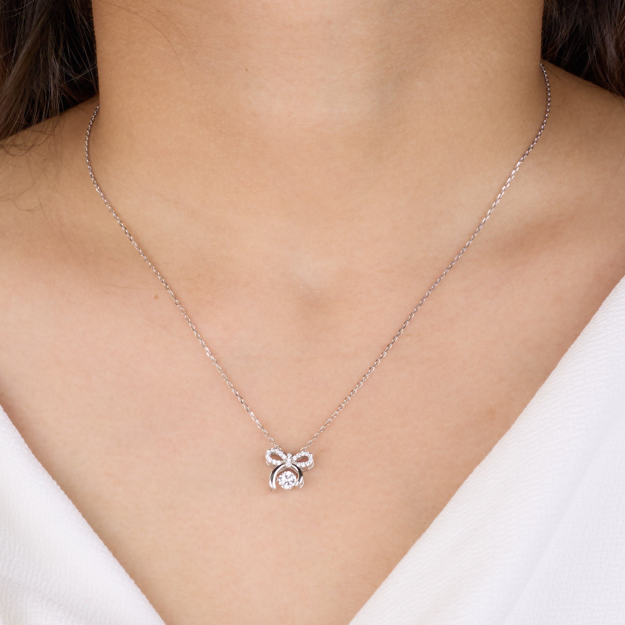 Silver Pookie Solitaire Zircon Chain Pendant