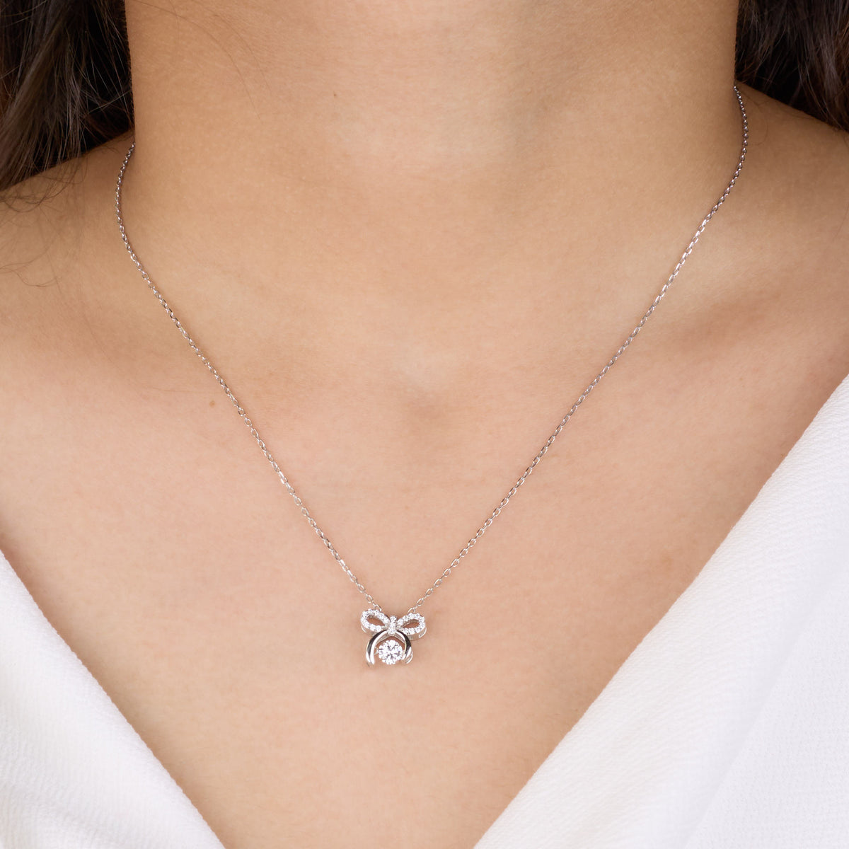 Silver Pookie Solitaire Zircon Chain Pendant
