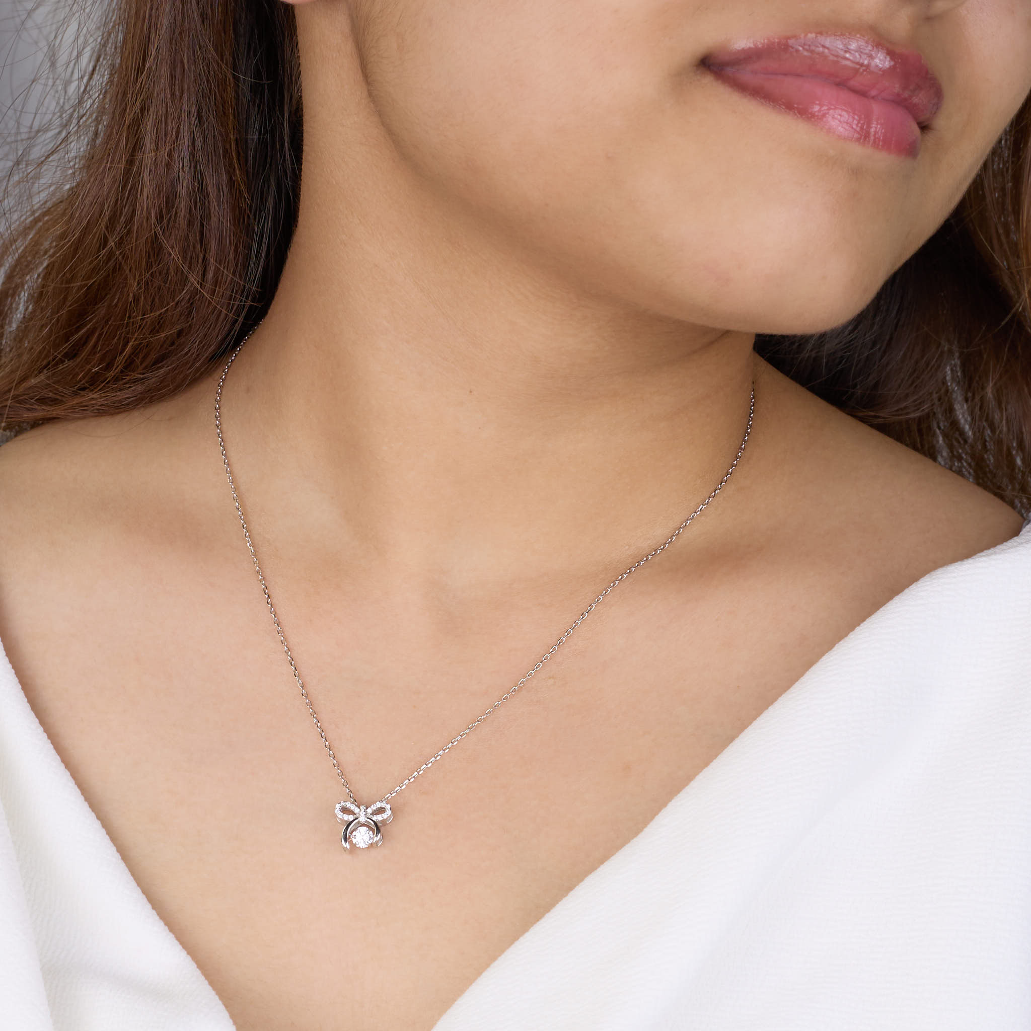 Silver Pookie Solitaire Zircon Chain Pendant