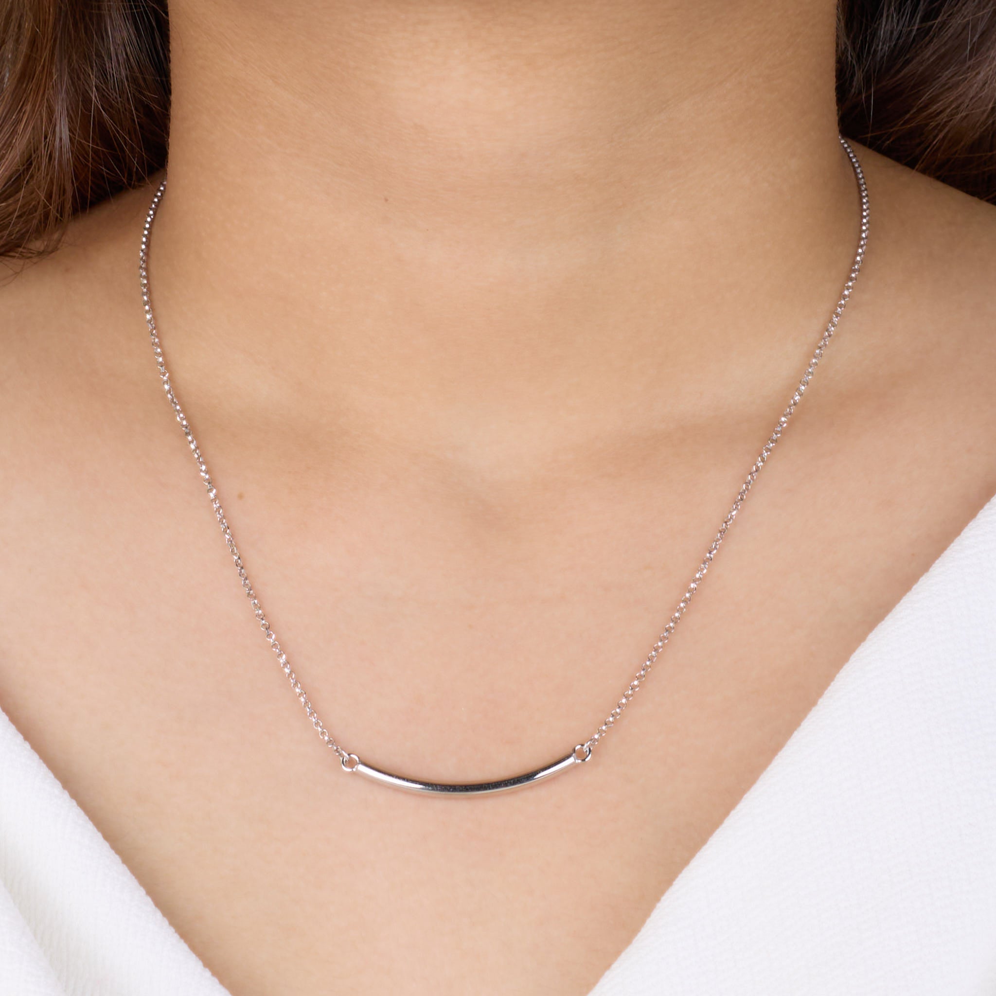 Silver Curved Bar Pendant